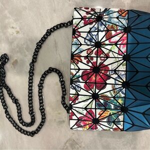 Patrizia Luca Blue & Multicolor Geometric Floral Crossbody